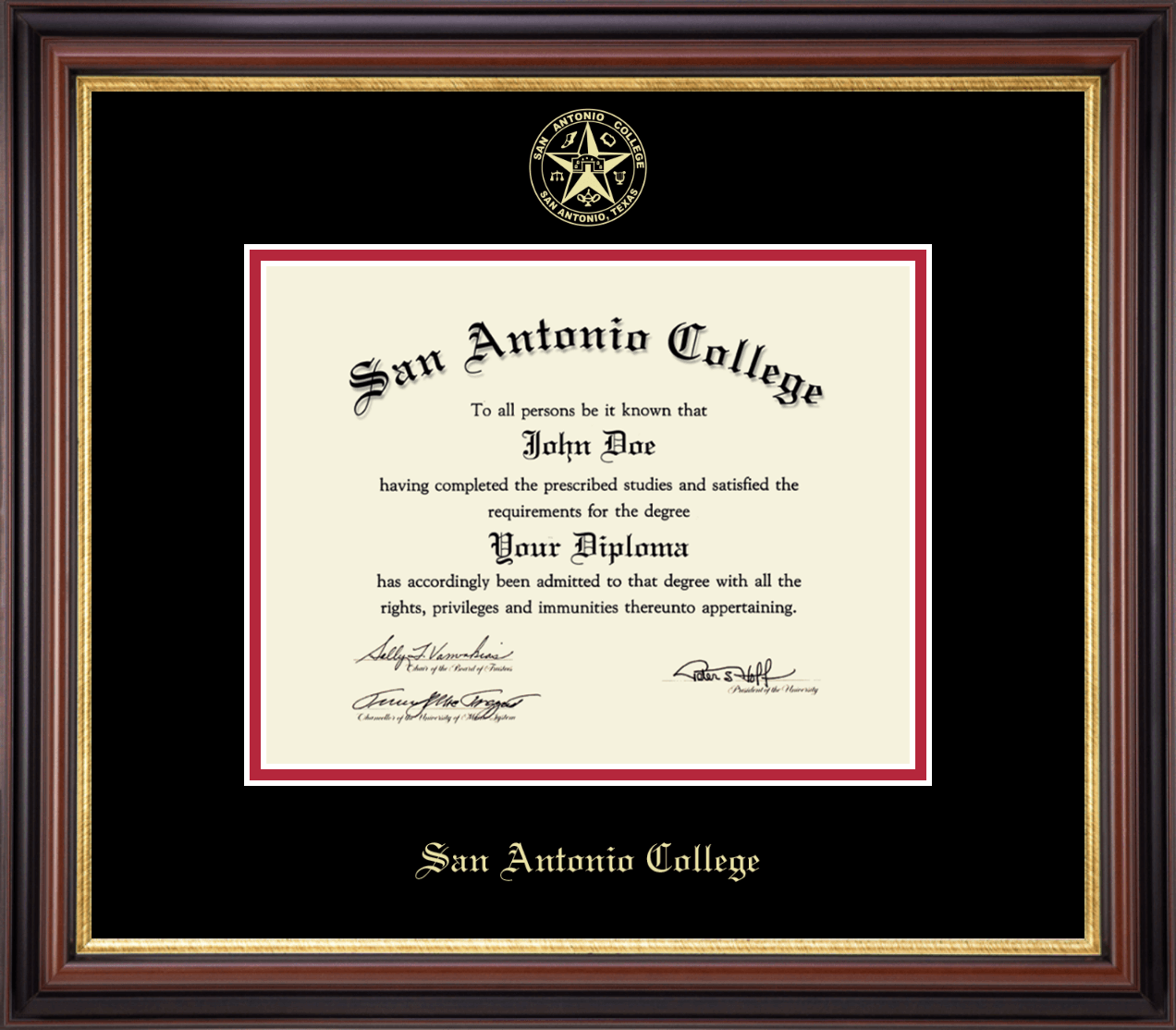 San Antonio College Gold Embossed Diploma Frame in Regency Gold Item