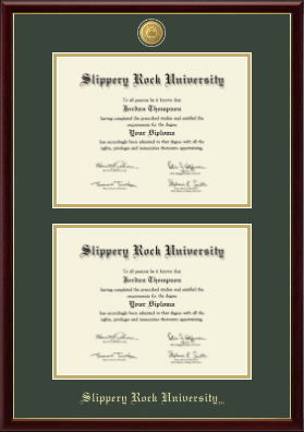 Slippery Rock University diploma frame - 23K Medallion Double Diploma Frame in Galleria