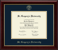 St. Gregory's University diploma frame - Gold Embossed Diploma Frame in Gallery