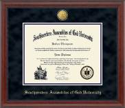 Southwestern Assemblies of God University 23K Medallion Diploma Frame in Signature