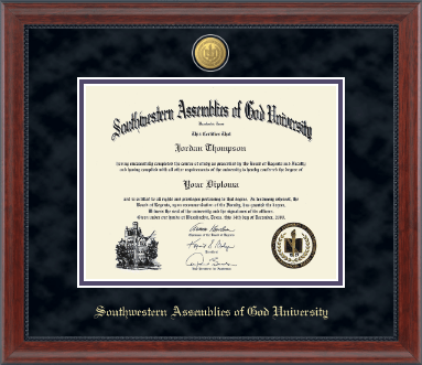 Southwestern Assemblies of God University diploma frame - 23K Medallion Diploma Frame in Signature