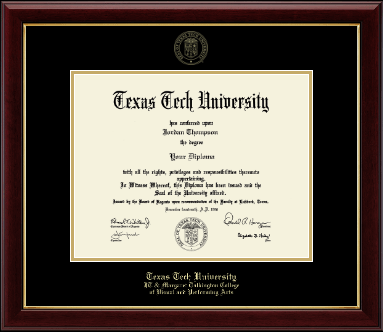 Texas Tech University diploma frame - Gold Embossed Diploma Frame in Gallery
