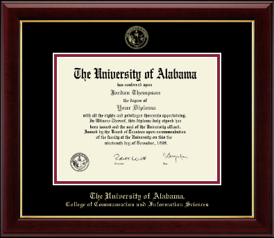 The University of Alabama Tuscaloosa diploma frame - Gold Embossed Diploma Frame in Gallery