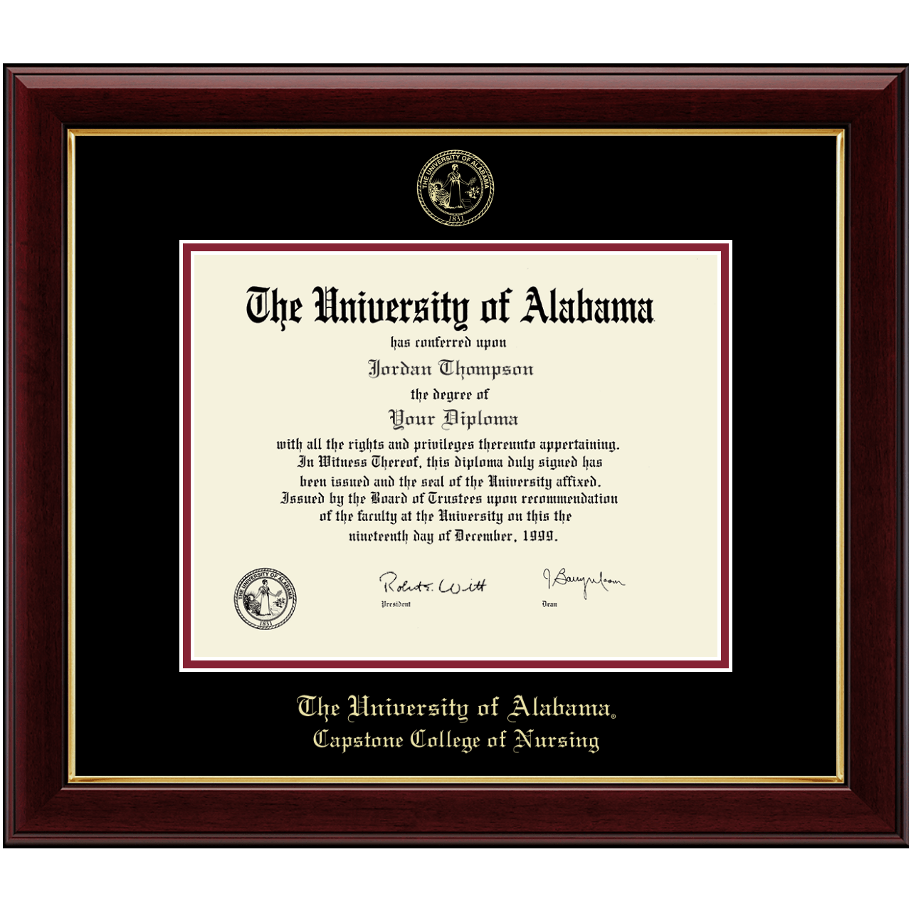 Gold Embossed Diploma Frame in Gallery The University of Alabama