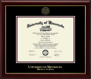 University of Minnesota Gold Embossed Diploma Frame in Gallery