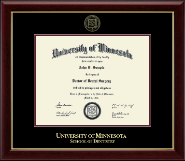 University of Minnesota diploma frame - Gold Embossed Diploma Frame in Gallery