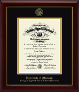 University of Missouri Columbia diploma frame - Gold Embossed Diploma Frame in Gallery