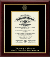 University of Missouri Columbia diploma frame - Gold Embossed Diploma Frame in Gallery