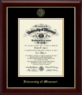University of Missouri Columbia diploma frame - Gold Embossed Diploma Frame in Gallery