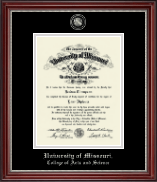 University of Missouri Columbia Masterpiece Medallion Diploma Frame in Kensington Silver