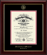 University of Missouri Saint Louis Gold Embossed Diploma Frame in Gallery