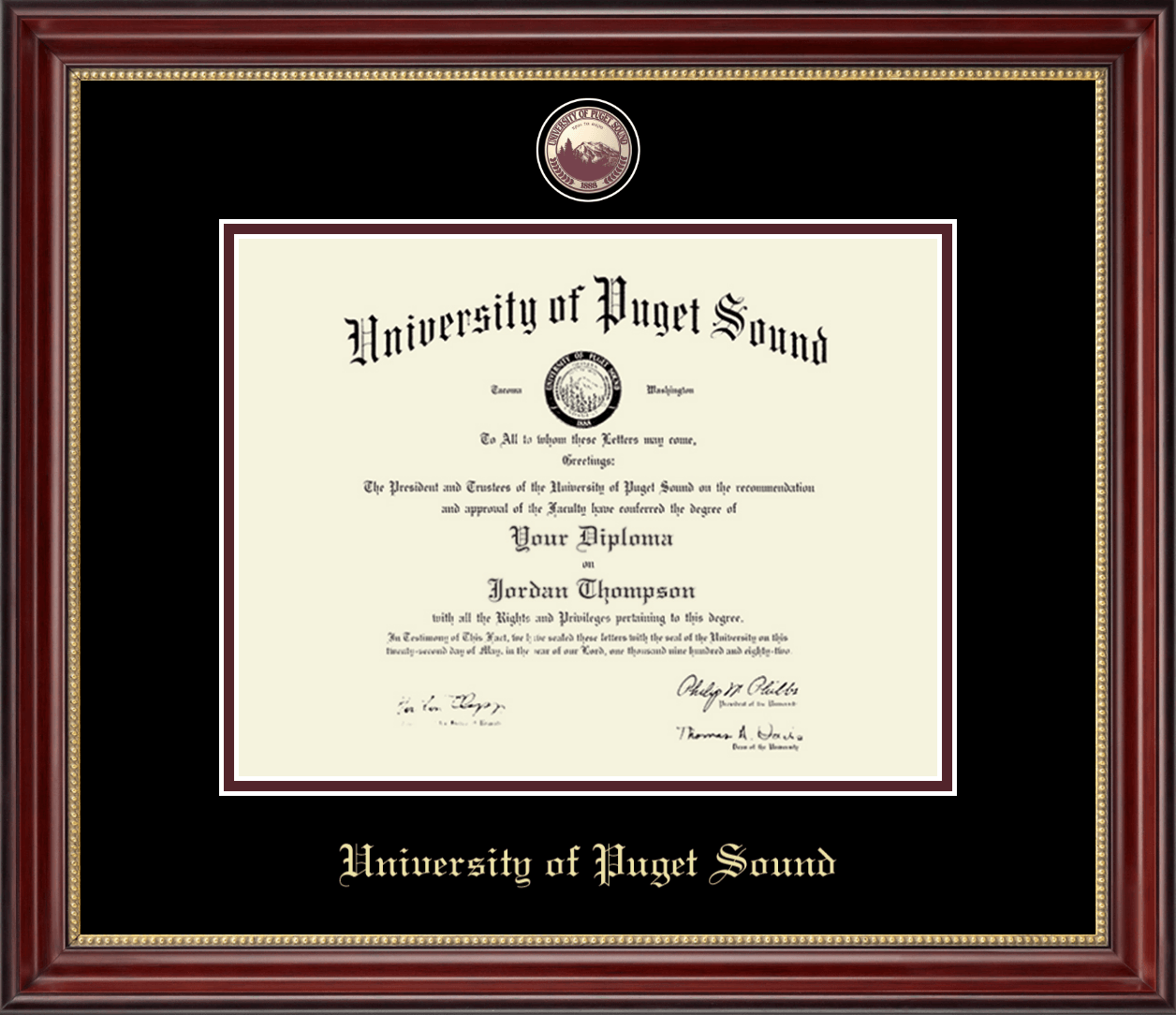 University of Puget Sound Masterpiece Medallion Diploma Frame in Kensington Gold Item 118881