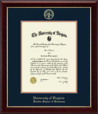 University of Virginia diploma frame - Gold Embossed Diploma Frame in Gallery