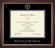 University of St. Thomas Gold Embossed Diploma Frame in Regency Gold
