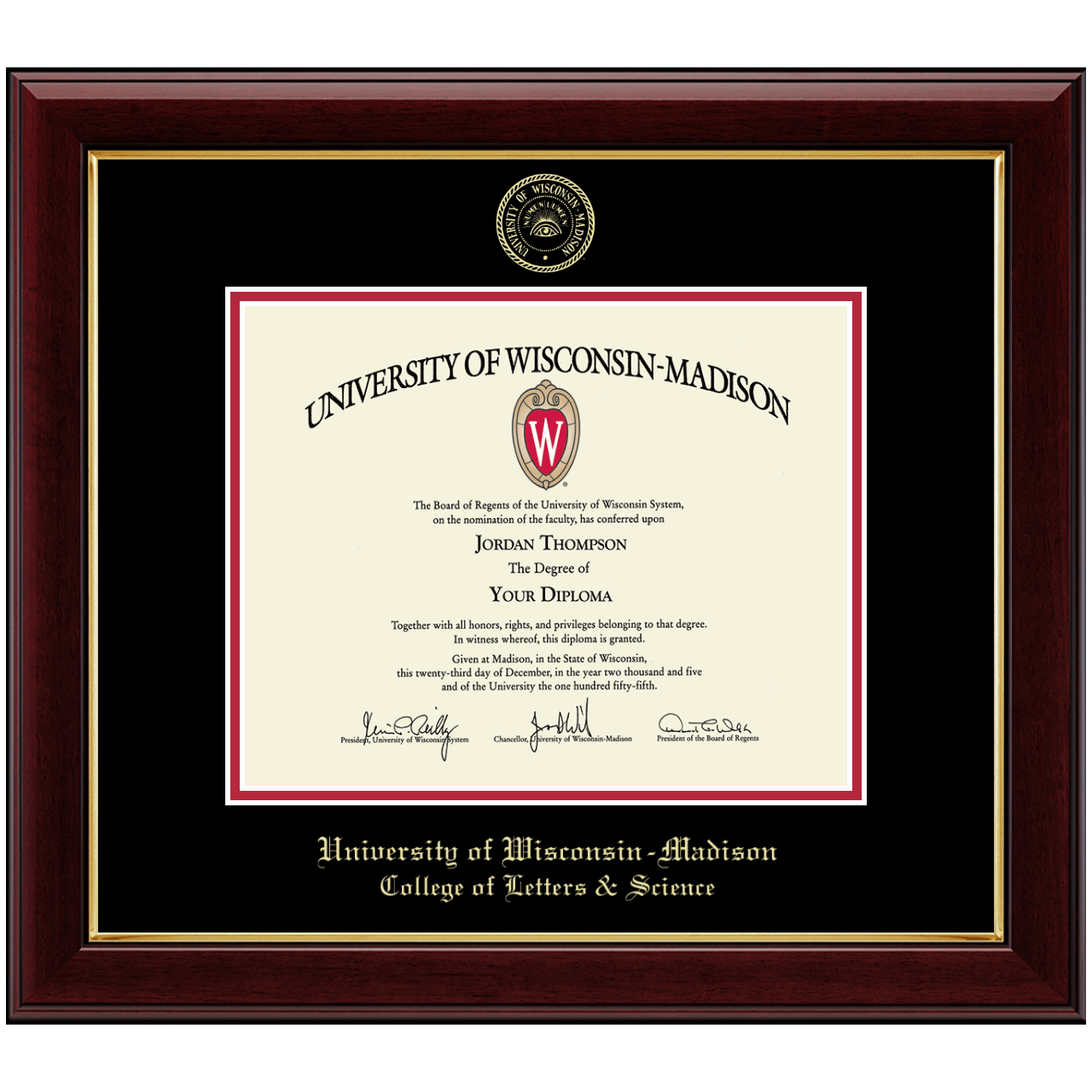 Gold Embossed Diploma Frame in Gallery University of Wisconsin Madison ...
