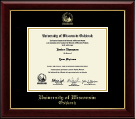 University of Wisconsin Oshkosh Gold Embossed Diploma Frame in Gallery