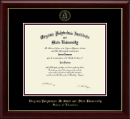 Virginia Tech diploma frame - Gold Embossed Diploma Frame in Gallery