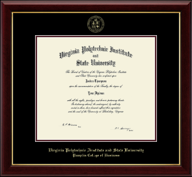 Virginia Tech diploma frame - Gold Embossed Diploma Frame in Gallery