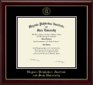 Virginia Tech Gold Embossed Diploma Frame in Gallery