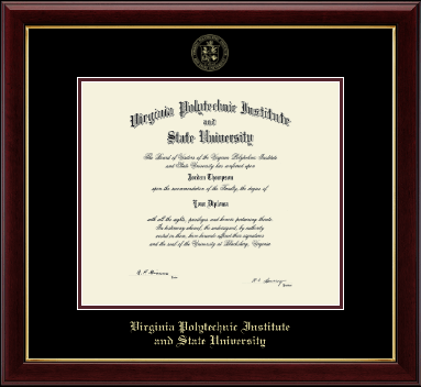 Virginia Tech diploma frame - Gold Embossed Diploma Frame in Gallery