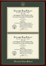 Vermont Law School Gold Embossed Double Diploma Frame in Galleria