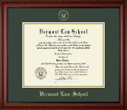 Vermont Law School Gold Embossed Diploma Frame in Cambridge