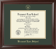 Vermont Law School Gold Embossed Diploma Frame in Rainier