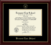 Vermont Law School Gold Embossed Diploma Frame in Gallery
