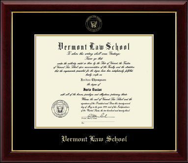 Vermont Law School diploma frame - Gold Embossed Diploma Frame in Gallery