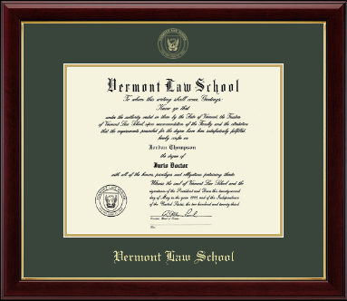 Vermont Law School diploma frame - Gold Embossed Diploma Frame in Gallery