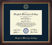 Virginia Wesleyan College Gold Embossed Diploma Frame in Regency Gold