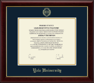 Yale University Gold Embossed Diploma Frame in Gallery