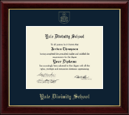 Yale Divinity School Gold Embossed Diploma Frame in Gallery