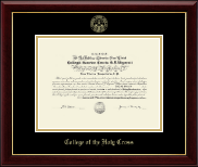 College of the Holy Cross Gold Embossed Diploma Frame in Gallery
