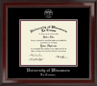 University of Wisconsin La Crosse Silver Embossed Diploma Frame in Encore
