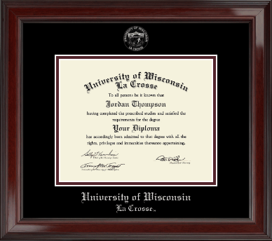 University of Wisconsin La Crosse diploma frame - Silver Embossed Diploma Frame in Encore
