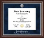 Duke University Silver Medallion Diploma Frame in Devonshire
