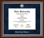 Duke University Silver Medallion Diploma Frame in Devonshire