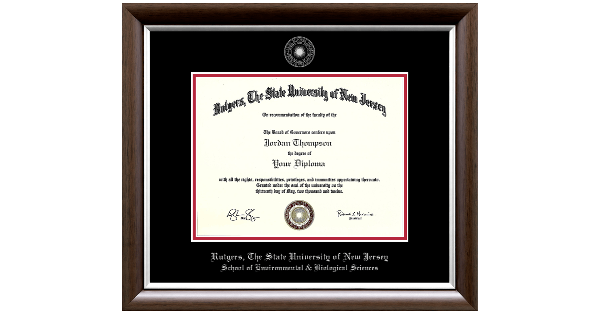 Silver Embossed Diploma Frame in Devonshire Rutgers University Item 120341REB from Rutgers