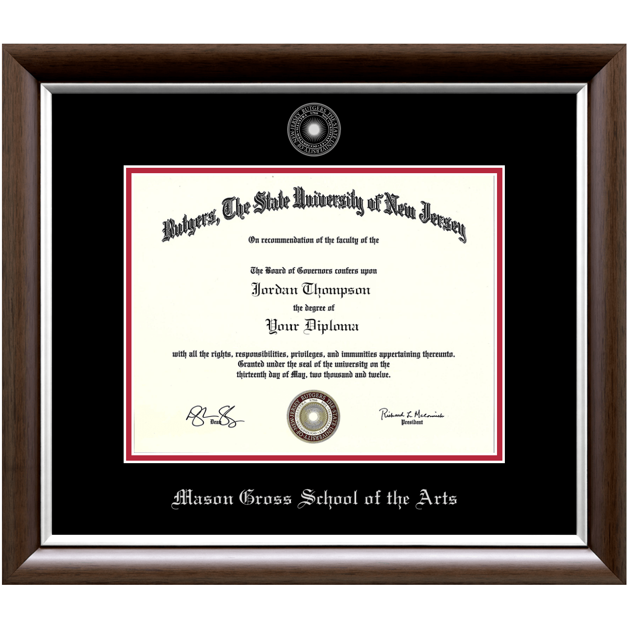 Silver Embossed Diploma Frame in Devonshire Rutgers University Item