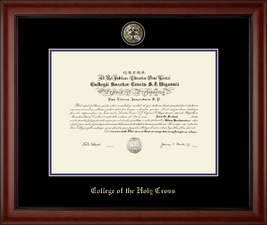 College of the Holy Cross diploma frame - Black Enamel Masterpiece Medallion Diploma Frame in Cambridge