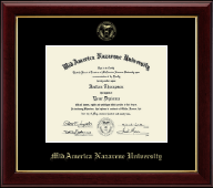 MidAmerica Nazarene University diploma frame - Gold Embossed Diploma in Gallery