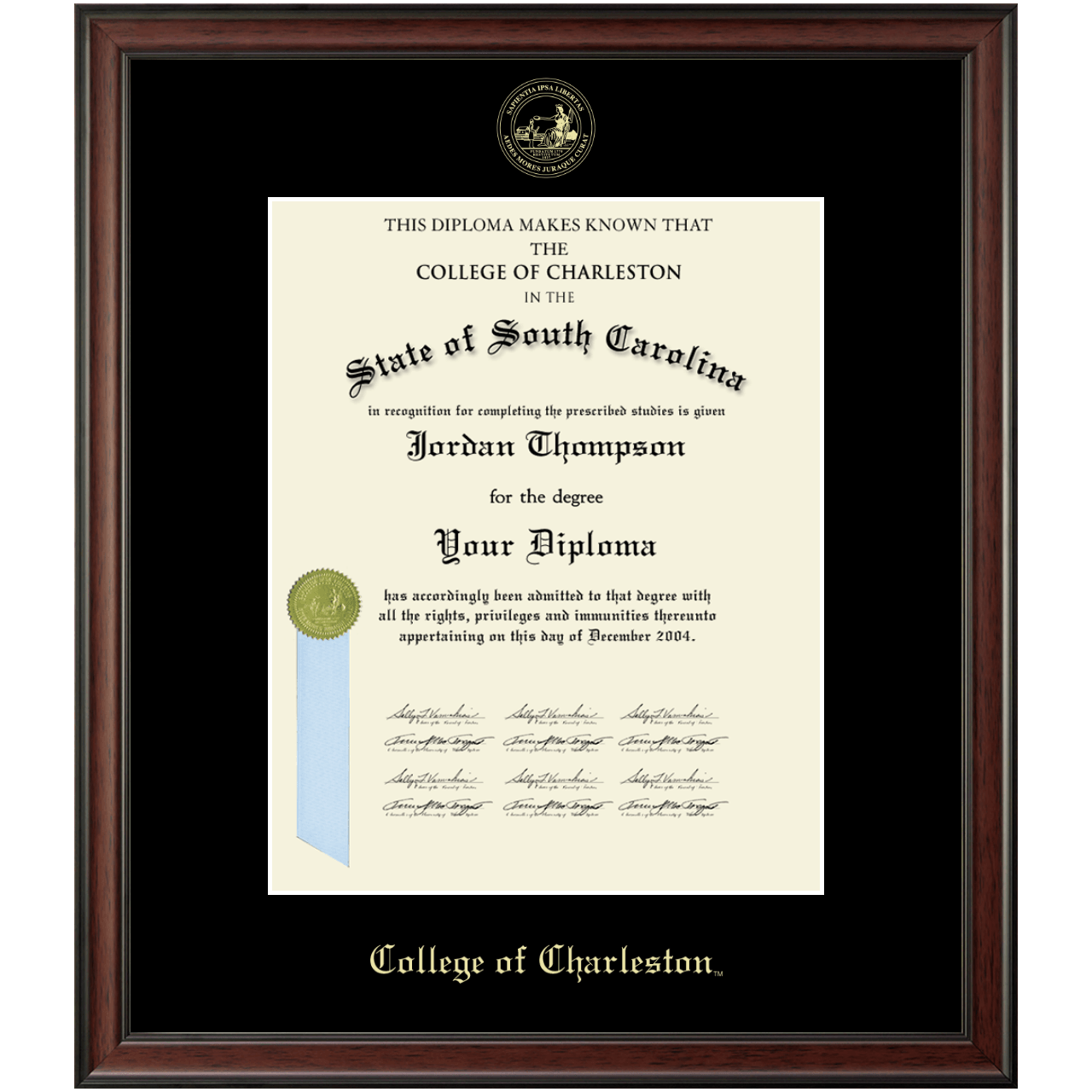 Gold Embossed Diploma Frame in Studio College of Charleston Item 122261 from College of