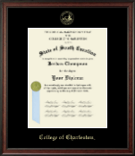 College of Charleston Gold Embossed Diploma Frame in Studio