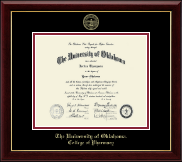 The University of Oklahoma diploma frame - Gold Embossed Diploma Frame in Gallery