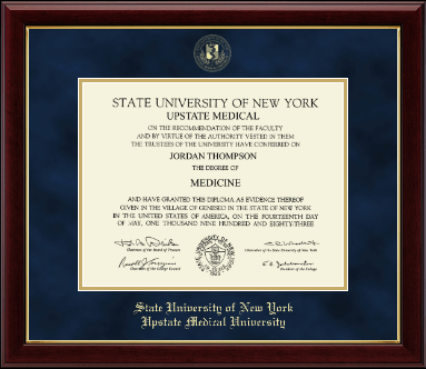 SUNY Upstate Medical University diploma frame - Gold Embossed Diploma Frame in Gallery