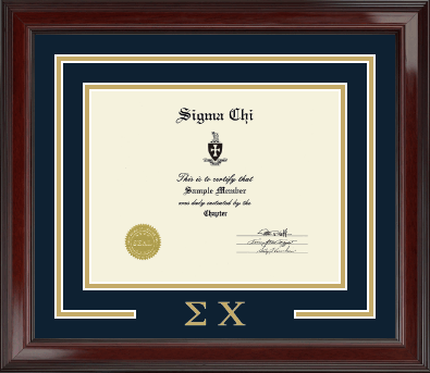 Sigma Chi Fraternity certificate frame - Greek Letters Certificate Frame in Encore