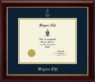 Sigma Chi Fraternity certificate frame - Gold Embossed Certificate Frame in Gallery