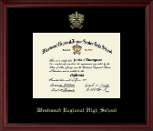 Westwood Regional High School Gold Embossed Diploma Frame in Camby