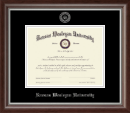 Kansas Wesleyan University Silver Embossed Diploma Frame in Devonshire